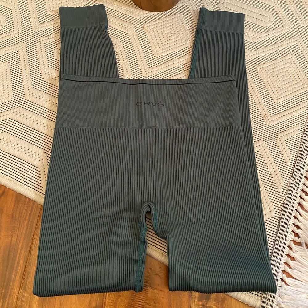 New Curves N CombatBoots Gym Ribbed Leggings - Green